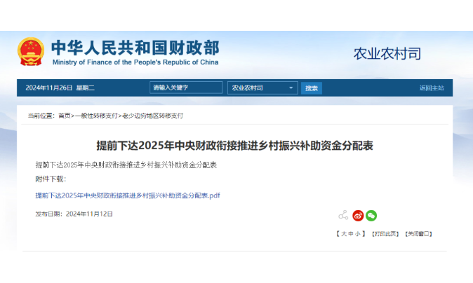 1593億元！財(cái)政部提前下達(dá)2025年鄉(xiāng)村振興補(bǔ)助資金，15個(gè)申報(bào)重點(diǎn)匯總